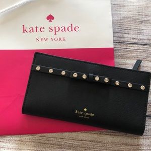 Kate Spade Stacy Jeweled Black Wallet